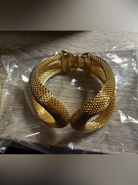 Twisted Gold Mesh Cuff Bracelet for Women